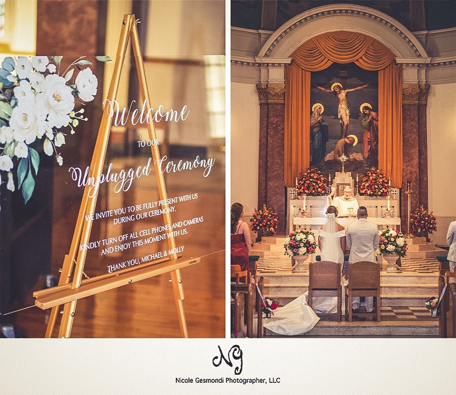 acrylic unplugged wedding signage ideas for church wedding