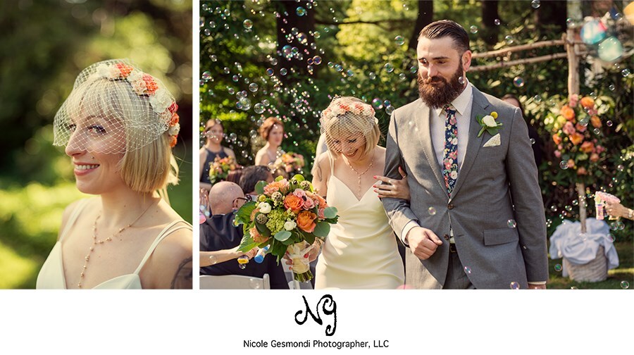 unique style bride and groom outdoor wedding