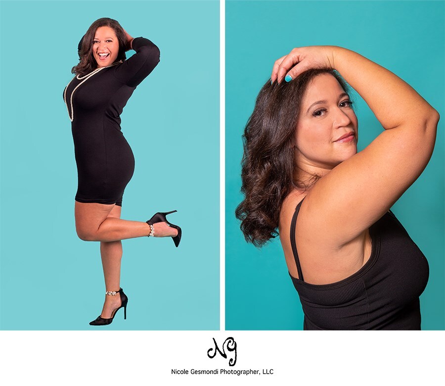 confident female boudoir photo session RI