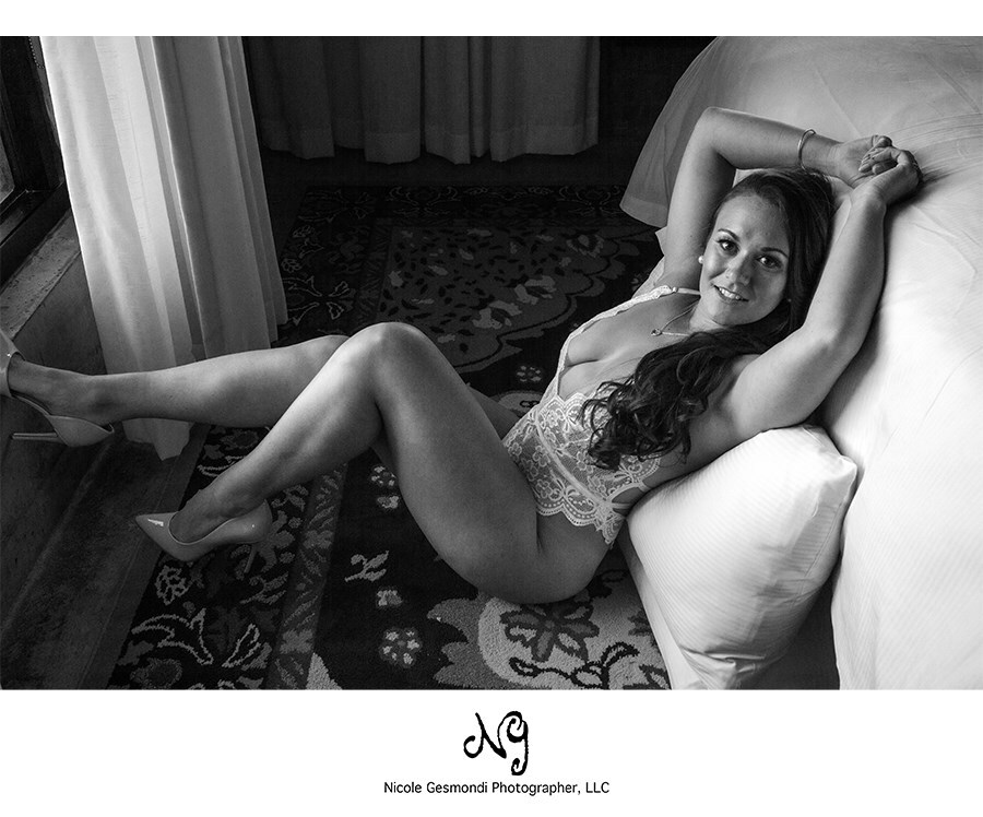 black and white hotel boudoir photography in RI