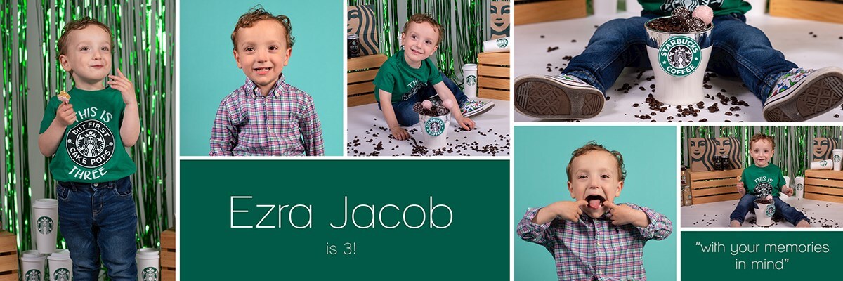 Starbucks themed toddler boy photo session