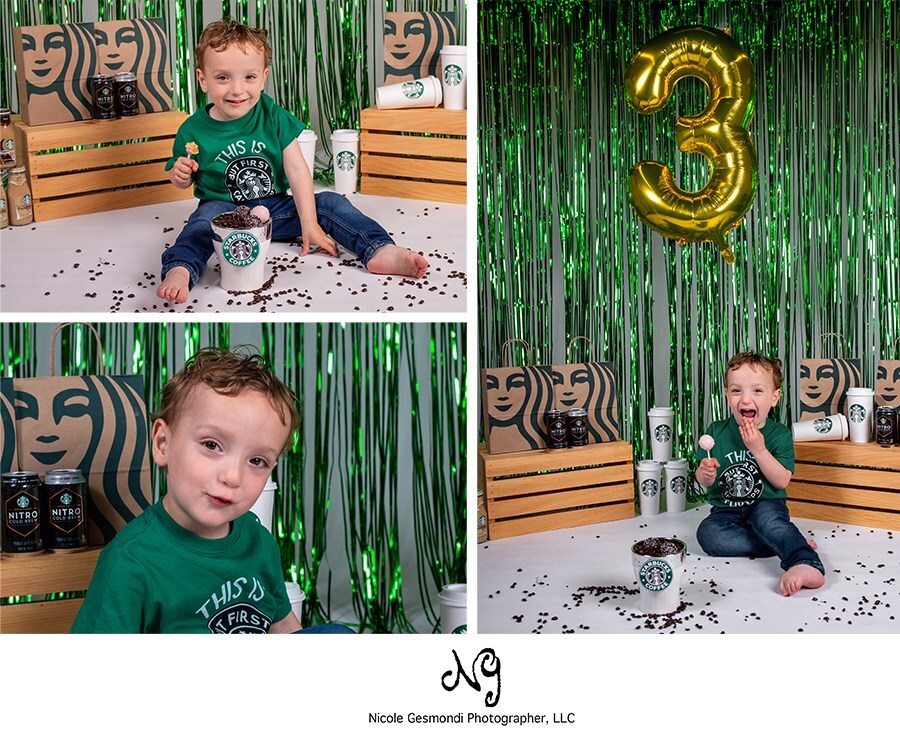 Toddler Boy Starbuck's Themed Portrait Milestone Session