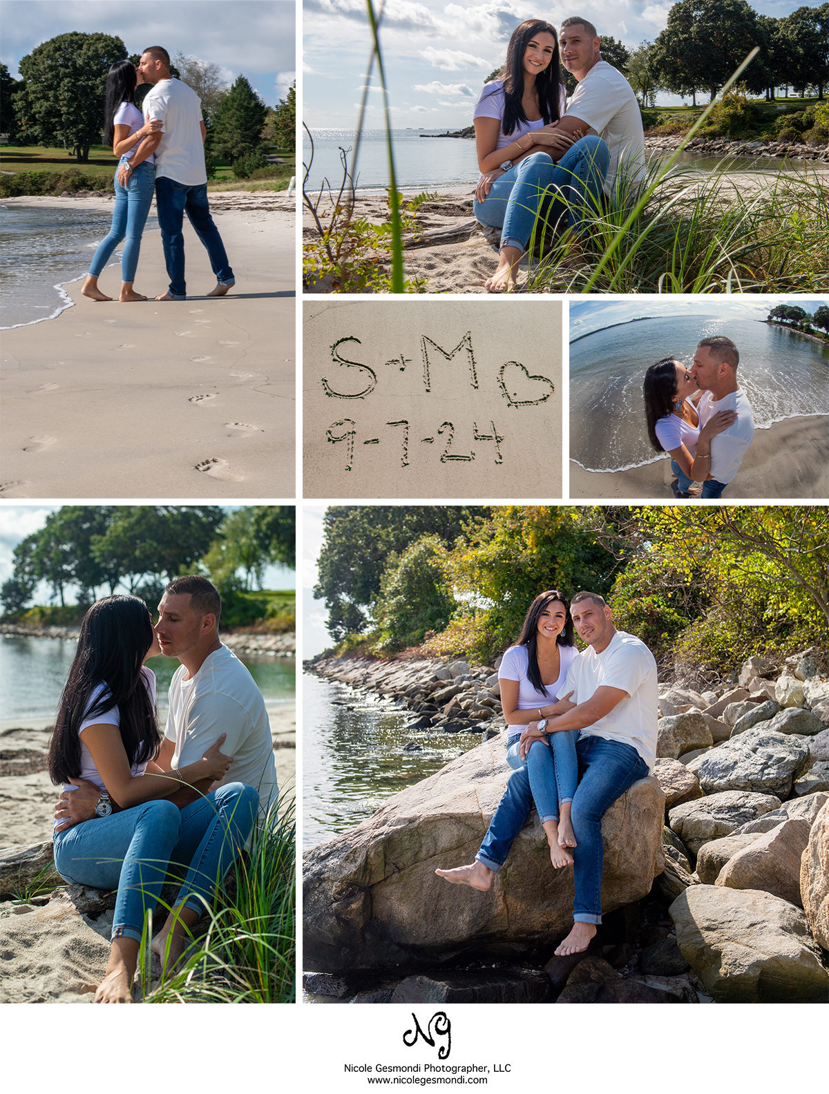 engagement photos at the niantic bay boardwalk ct