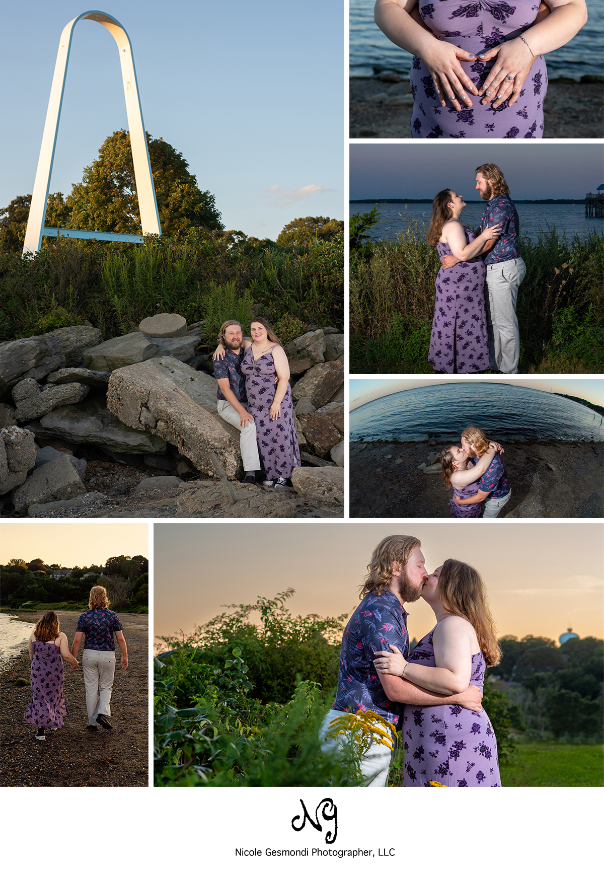 rocky point Warwick ri sunset engagement photos