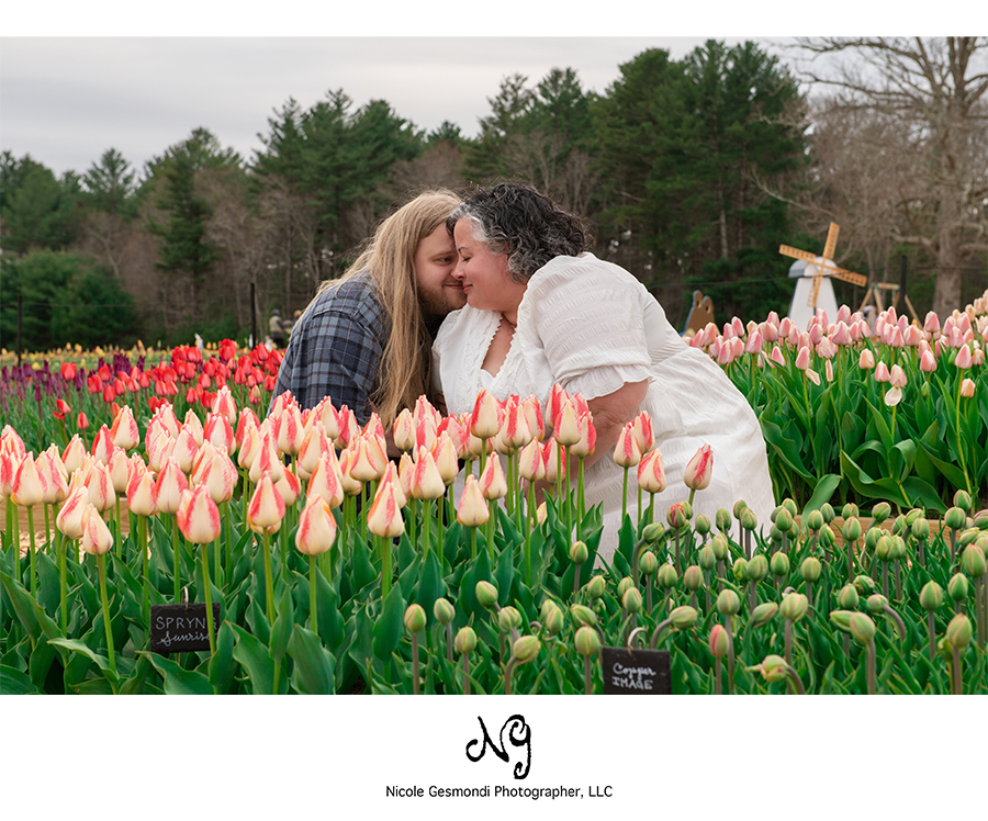 Artistic true to color engagement photos at wicked tulips Exeter ri