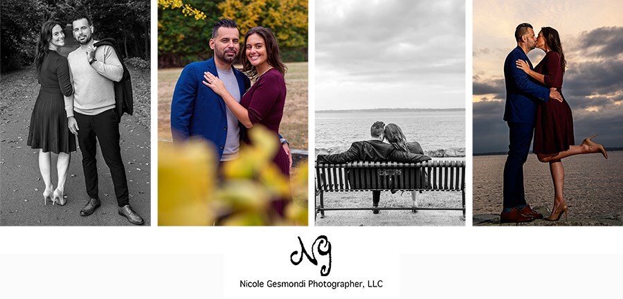 fall foliage engagement photos at Colt State Park Bristol RI