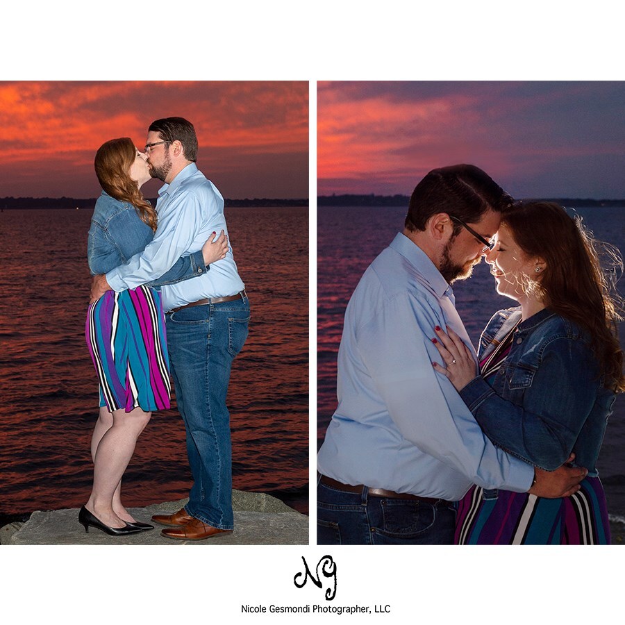 colorful sunset colt state park engagement photos bristol RI