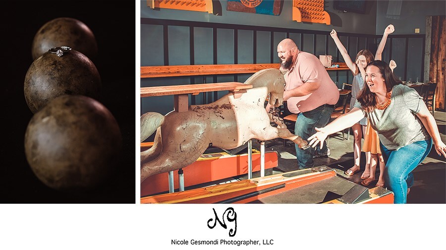 skee ball engagement photoshoot