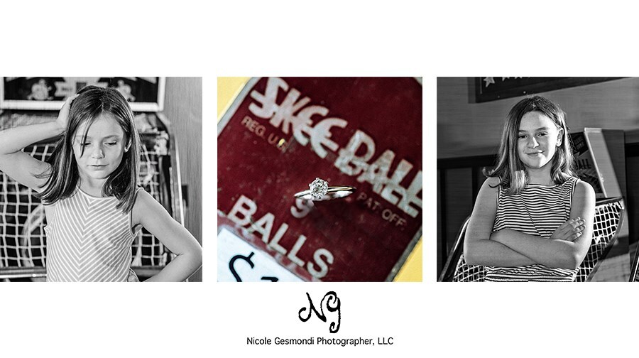 skee ball themed engagement photos