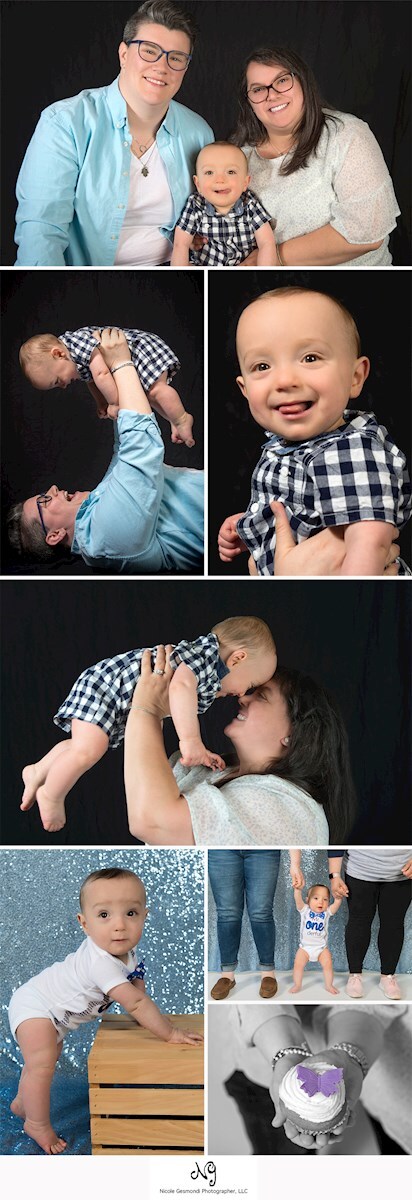 collage of family photos of same sex female couple and toddler