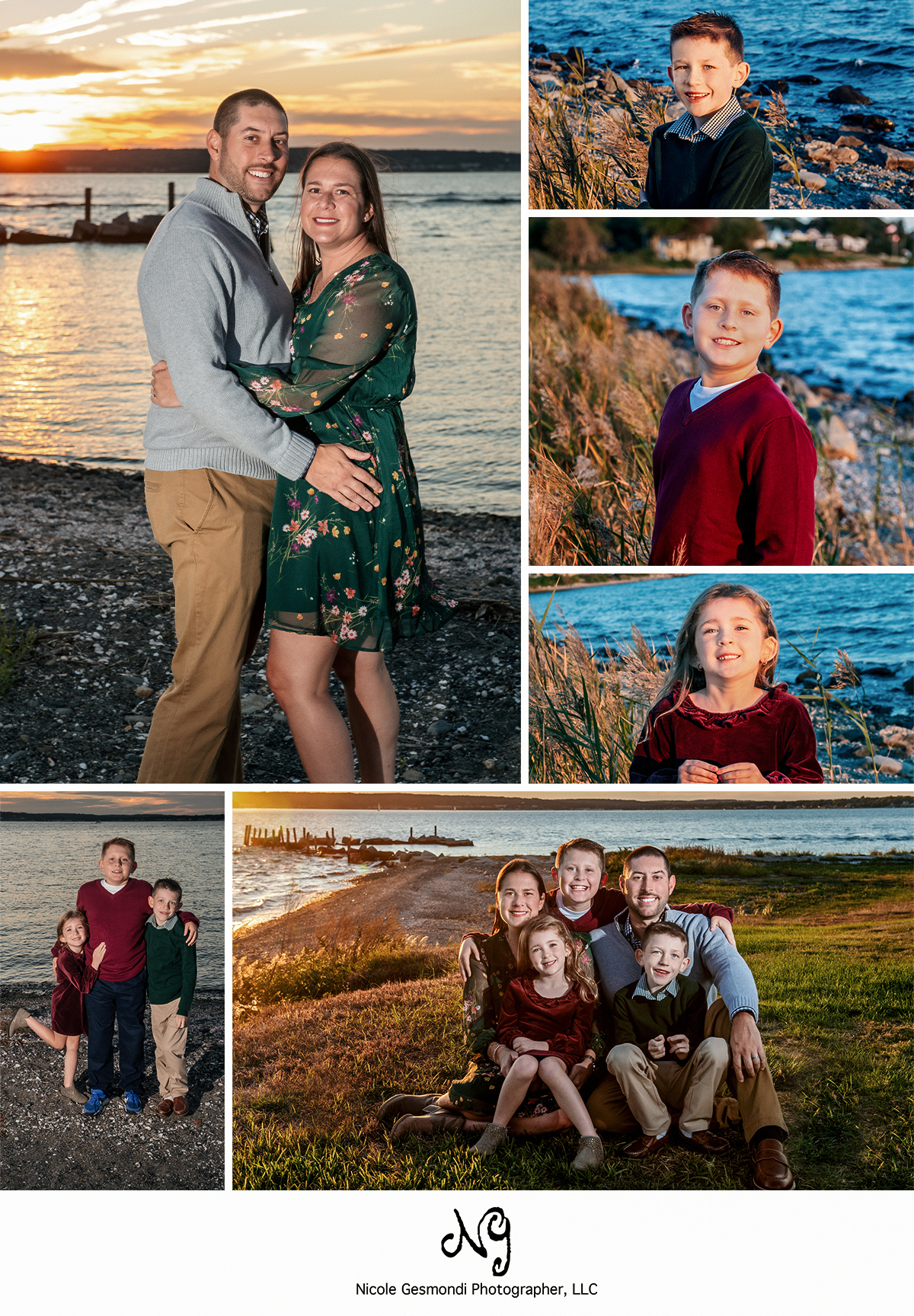 Sunset beach family portraits at Warwick Country Club