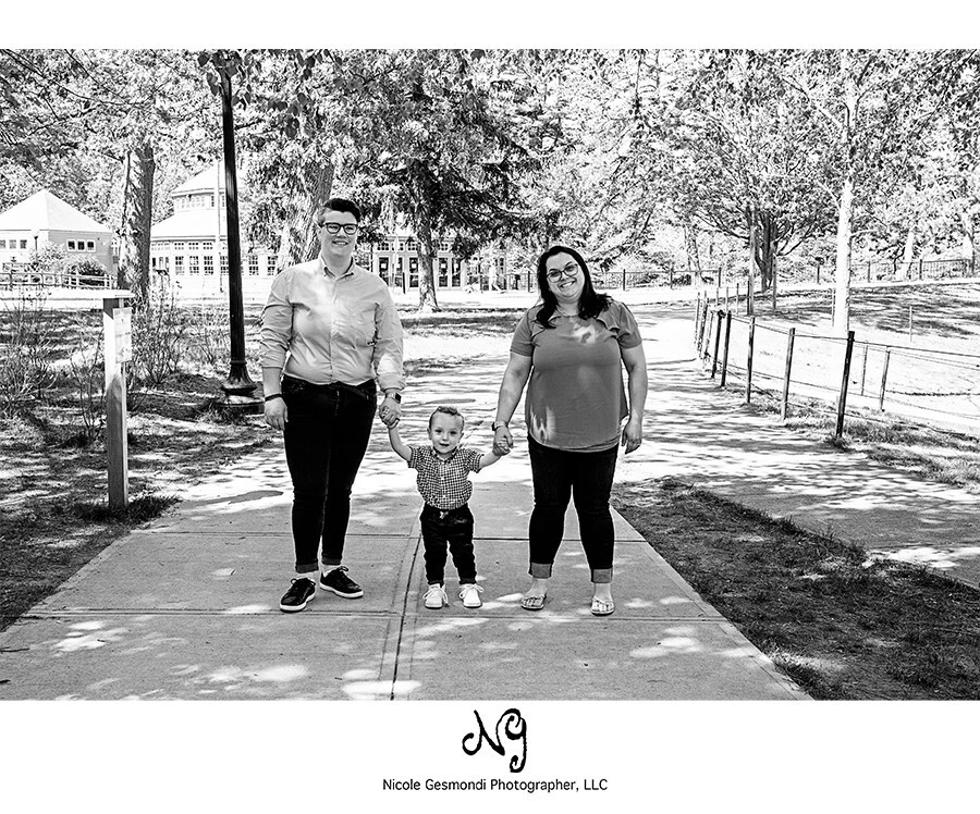 Black and White same sex family portrait with little boy