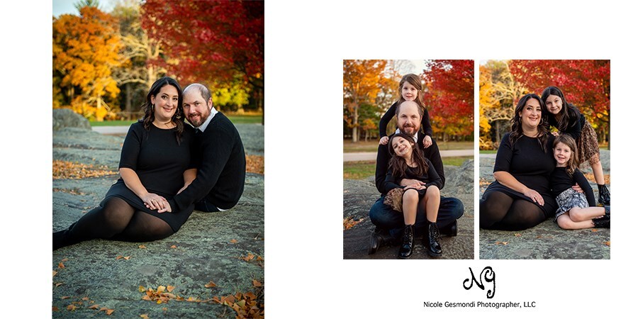 Outdoor fall family photos at Goddard Park in RI