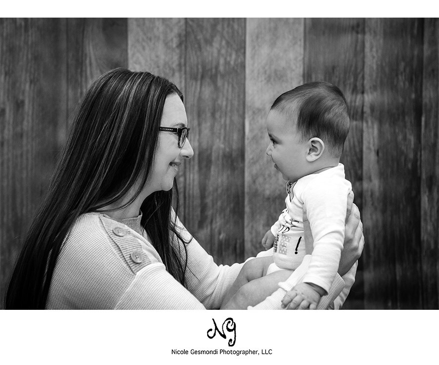 black and white mother son photo