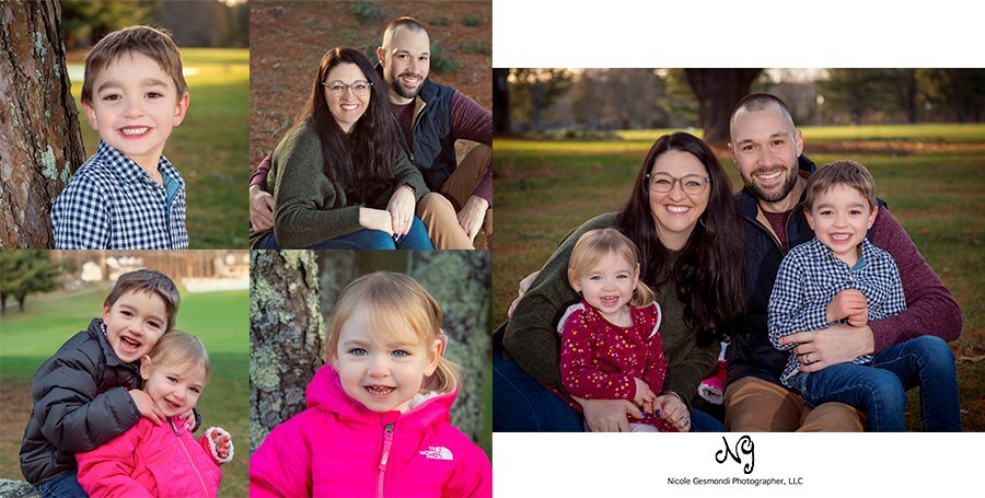 outdoor fall family photos on a golf course