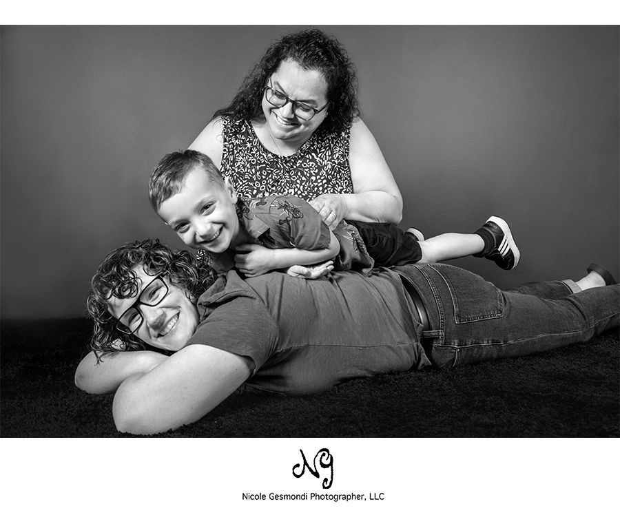 black and white candid family portraits