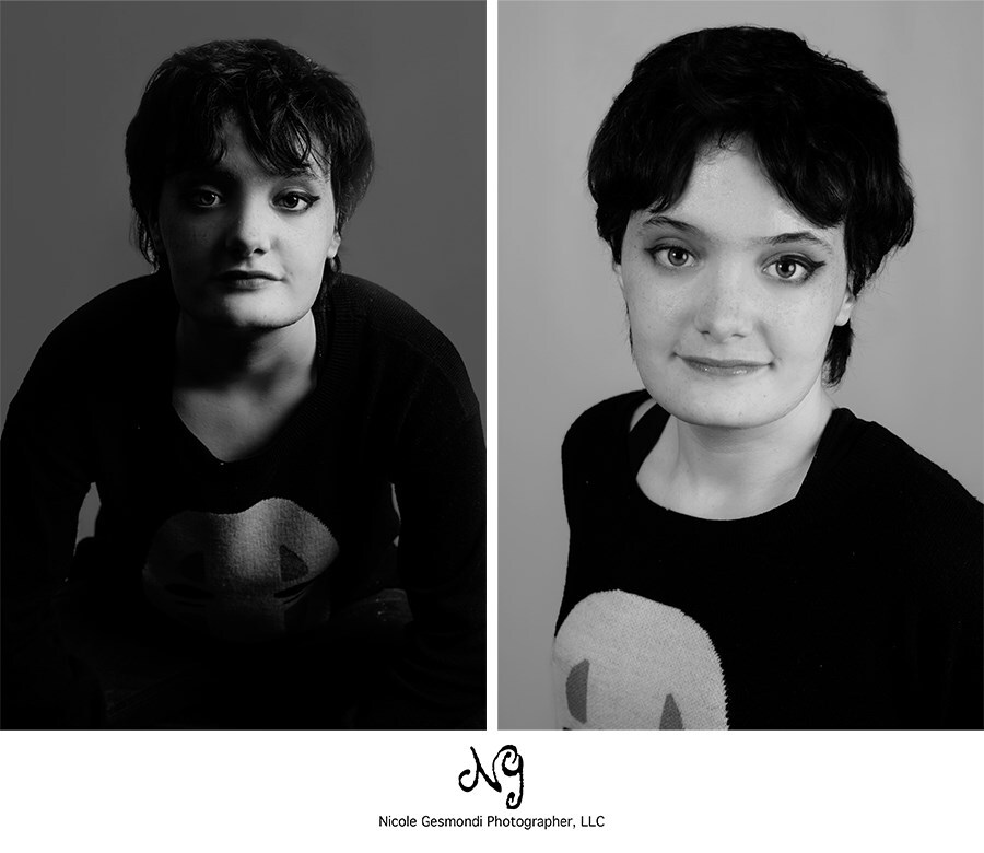 black and white actor headshots non-binary teen