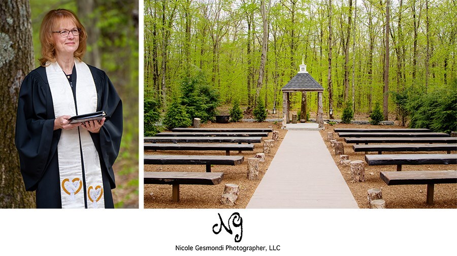 rustic wedding ceremony at five bridge inn rehobeth ma