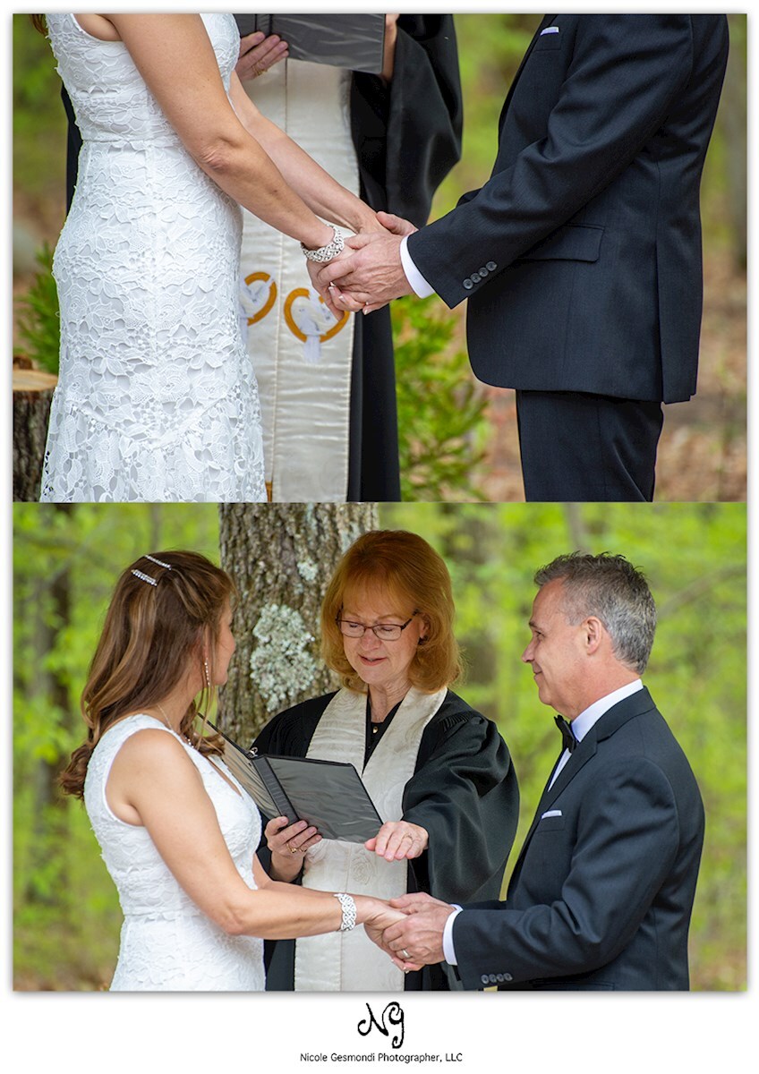 Close up photo of the exchanging of the rings wedding ceremony