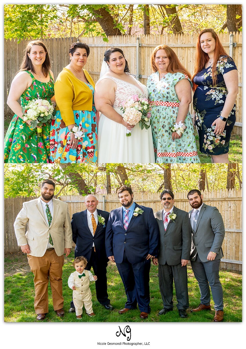Backyard wedding party formal photos