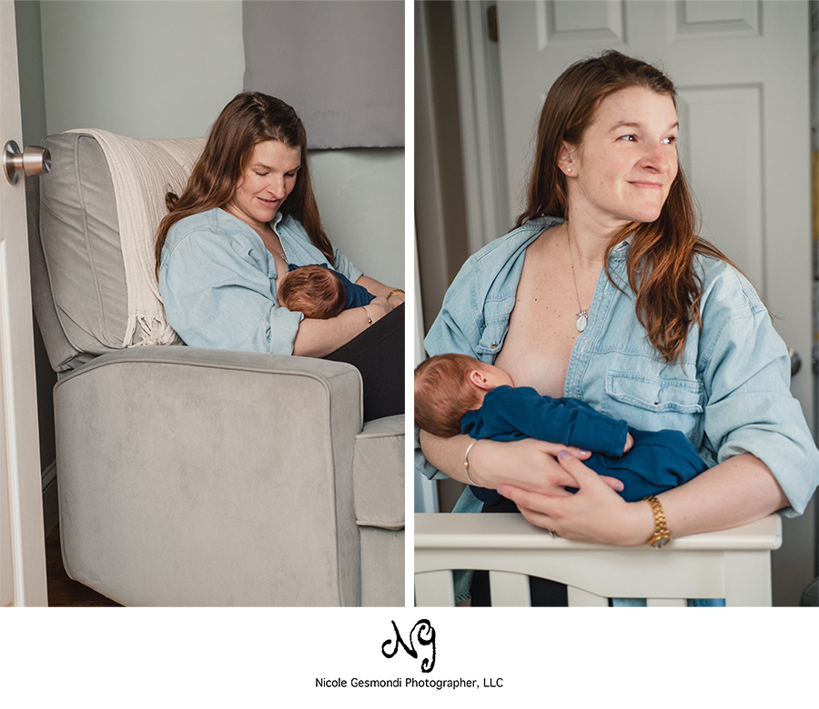 beautiful nursing lifestyle newborn home portrait photographer Nicole Gesmondi