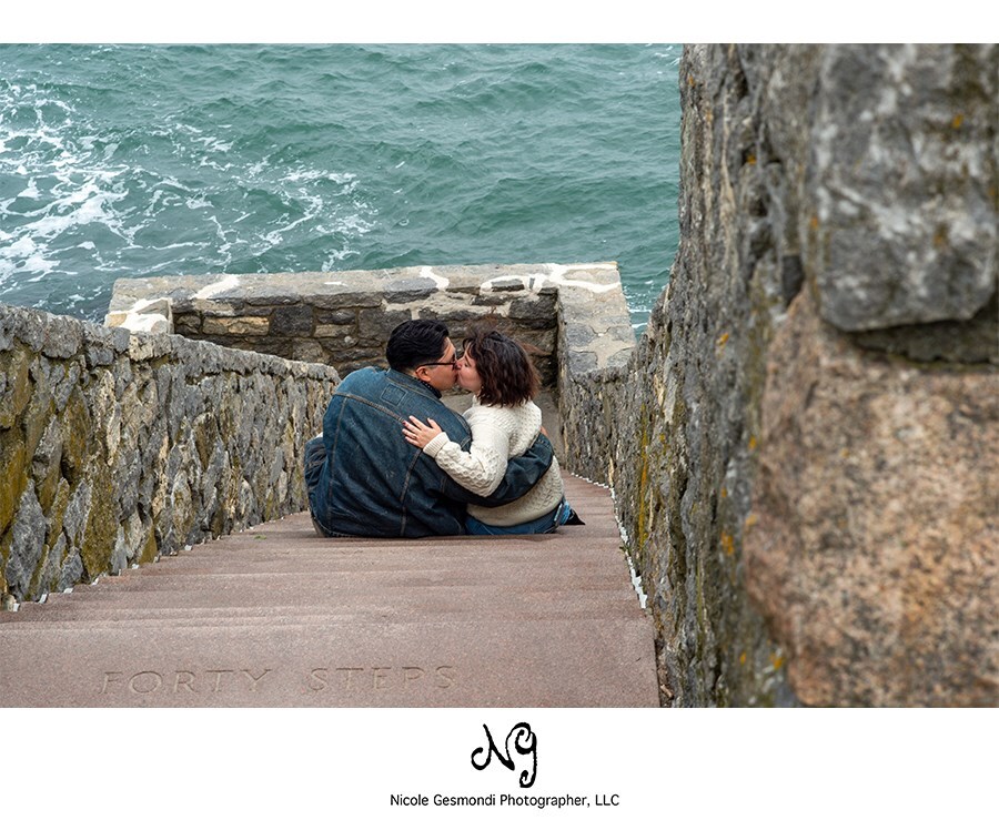 engagement photos on the Cliff Walk in Newport, RI