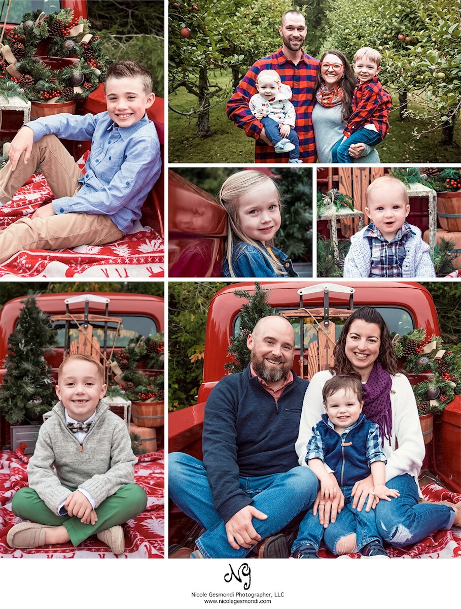 fall holiday mini photos with 1951 Ford F1 Red Truck