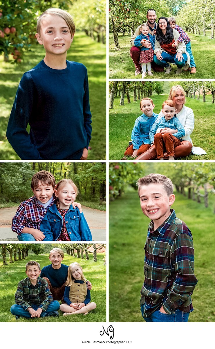 fall family photos at apple orchard