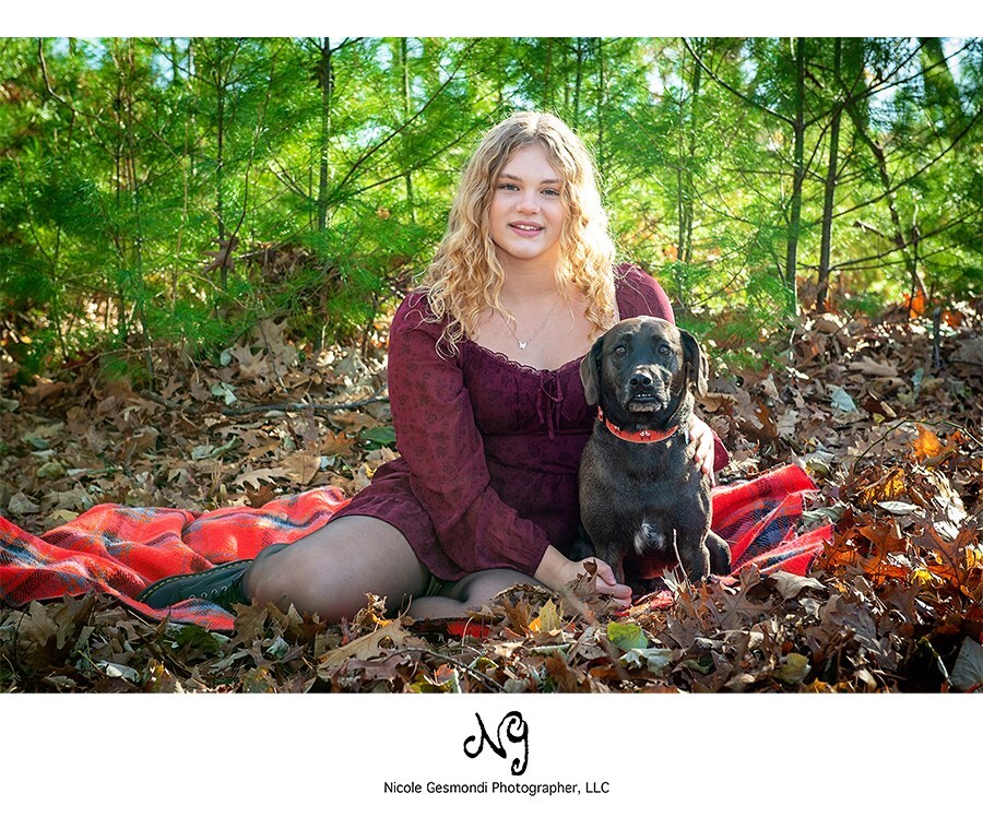 Fall Outdoor High School Sr Portraits with Pets