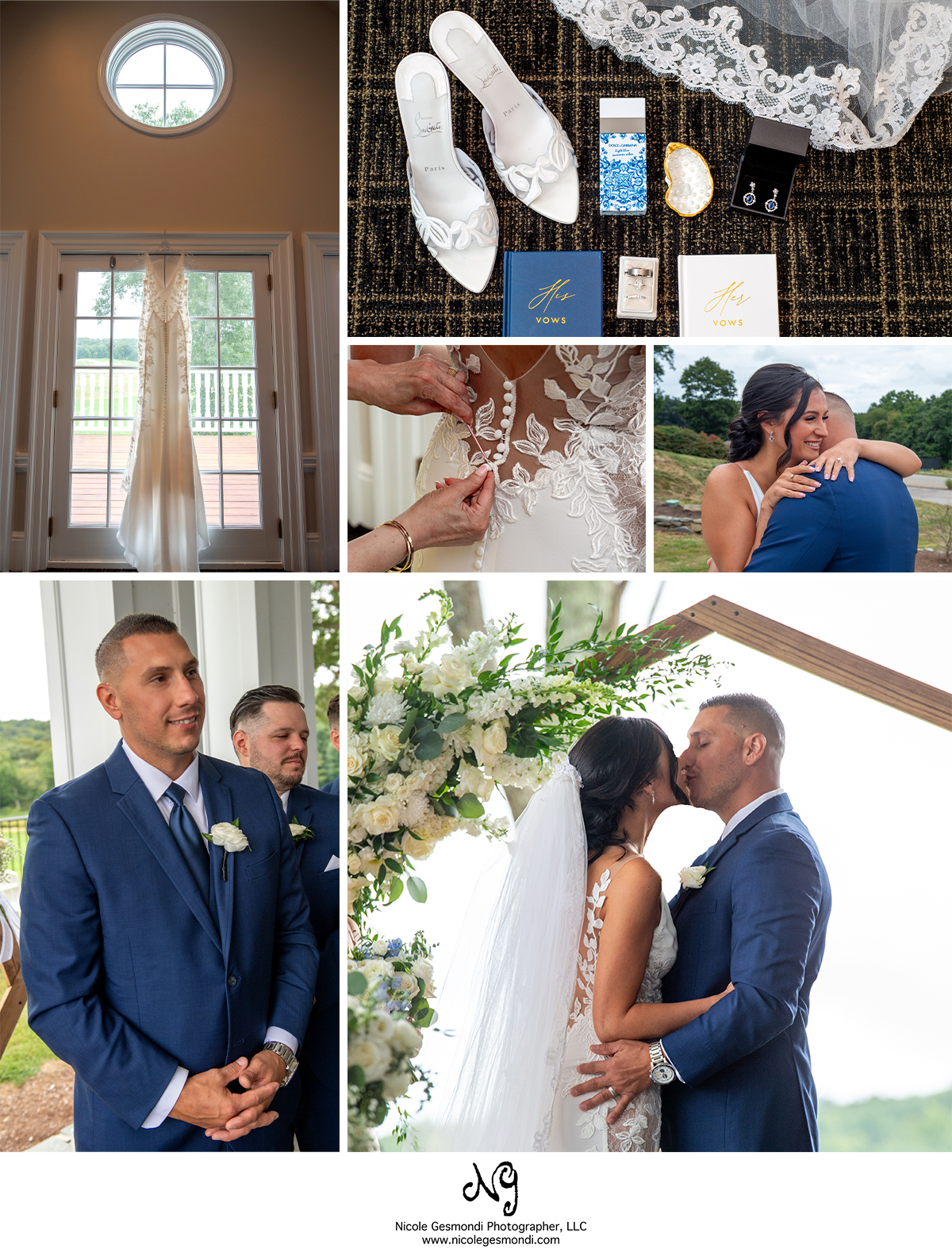 Bride and Groom Fox Hopyard Golf Club outdoor wedding ceremony