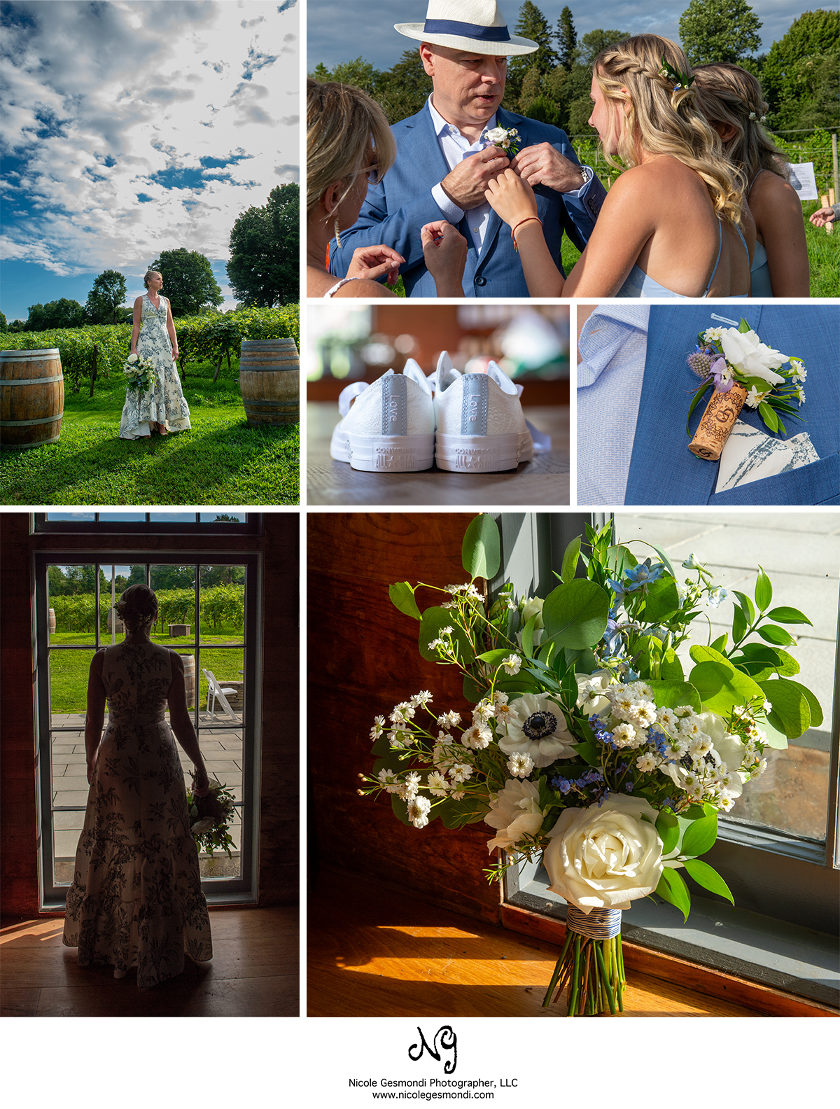 bride and groom wedding day prep greenvale vineyards Portsmouth ri