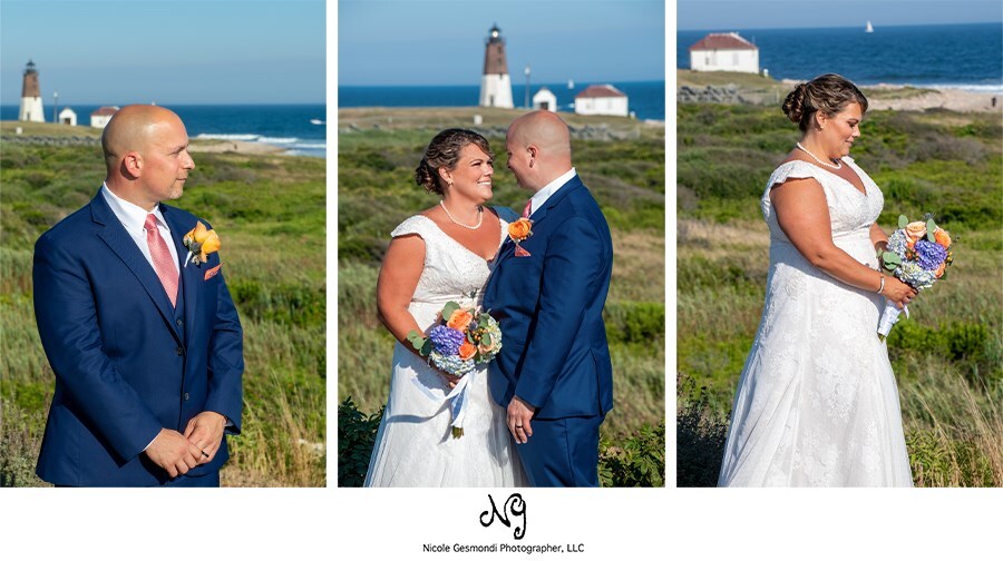 bride and groom wedding photos at Pt Judith Narragansett ri