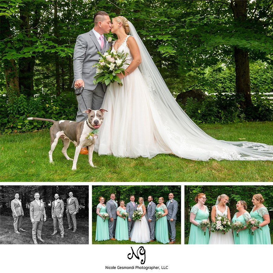 wedding party photos at five bridge inn