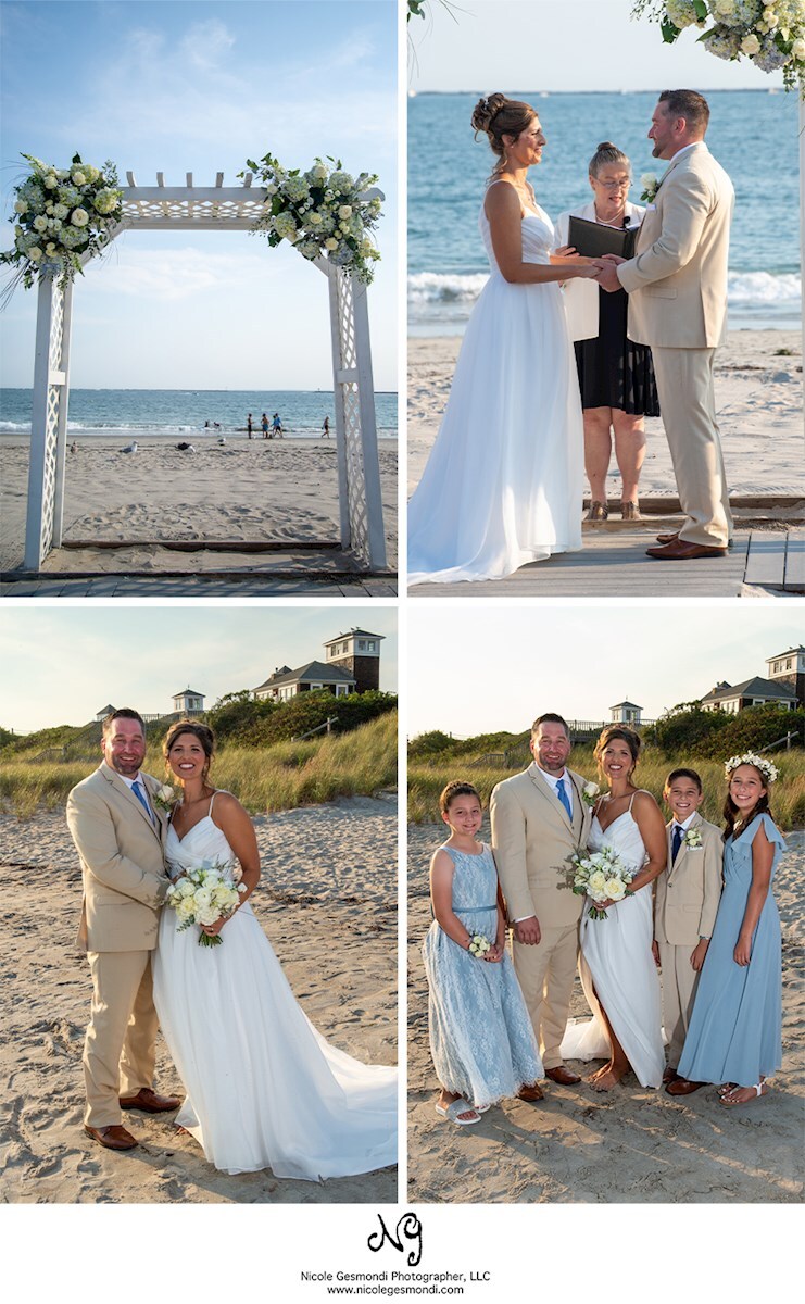 Beach Wedding Ceremony at Galilee Beach Club RI