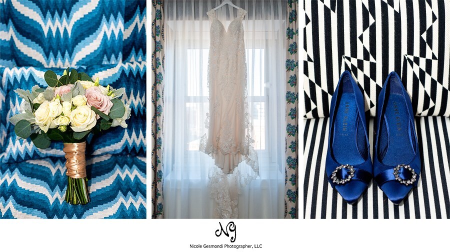 Getting ready wedding photos graduate hotel