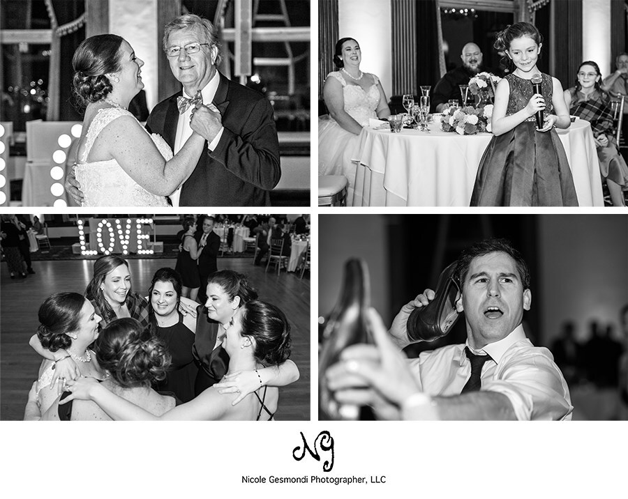 black and white wedding reception Photostat graduate providence
