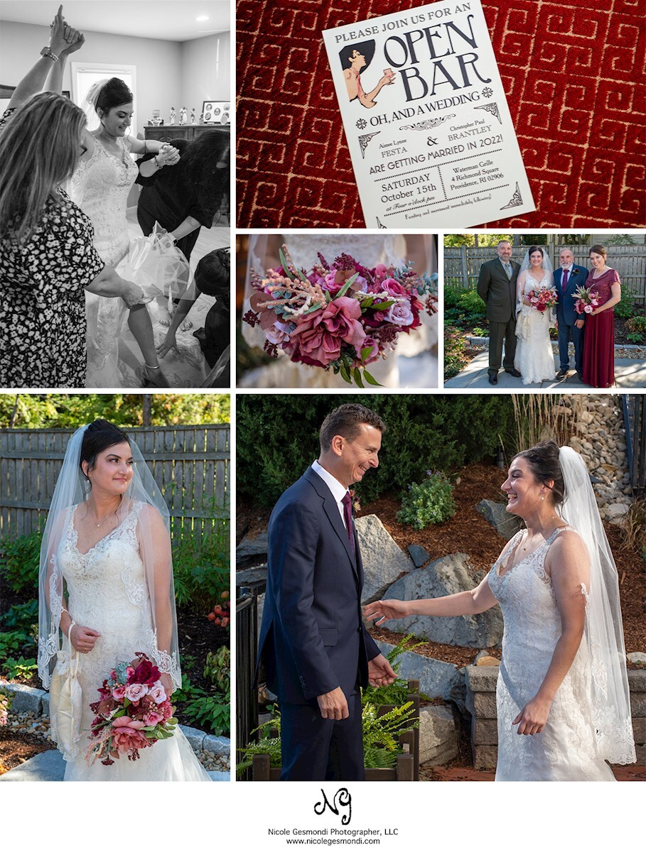 Wedding first look photos at waterman grille in providence ri