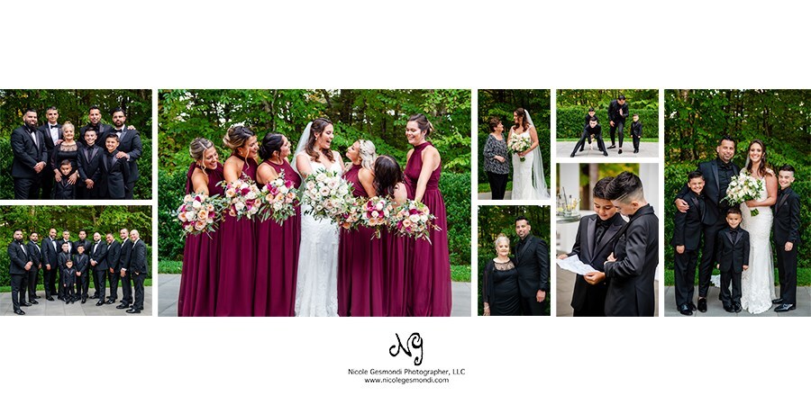 Bridal party photos in the fall at Lakeview Pavilion