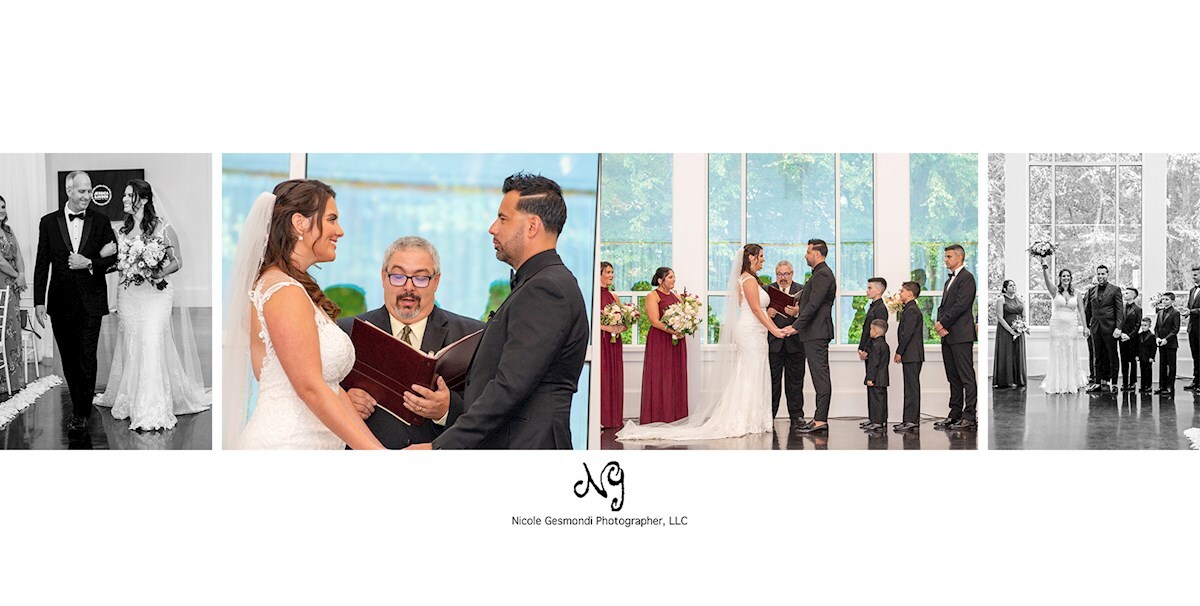 indoor wedding ceremony at Lakeview pavilion
