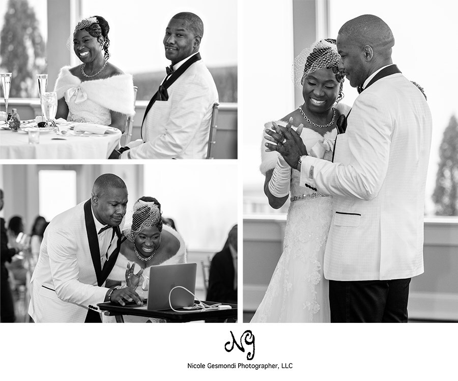 OceanCliff wedding reception photos black and white